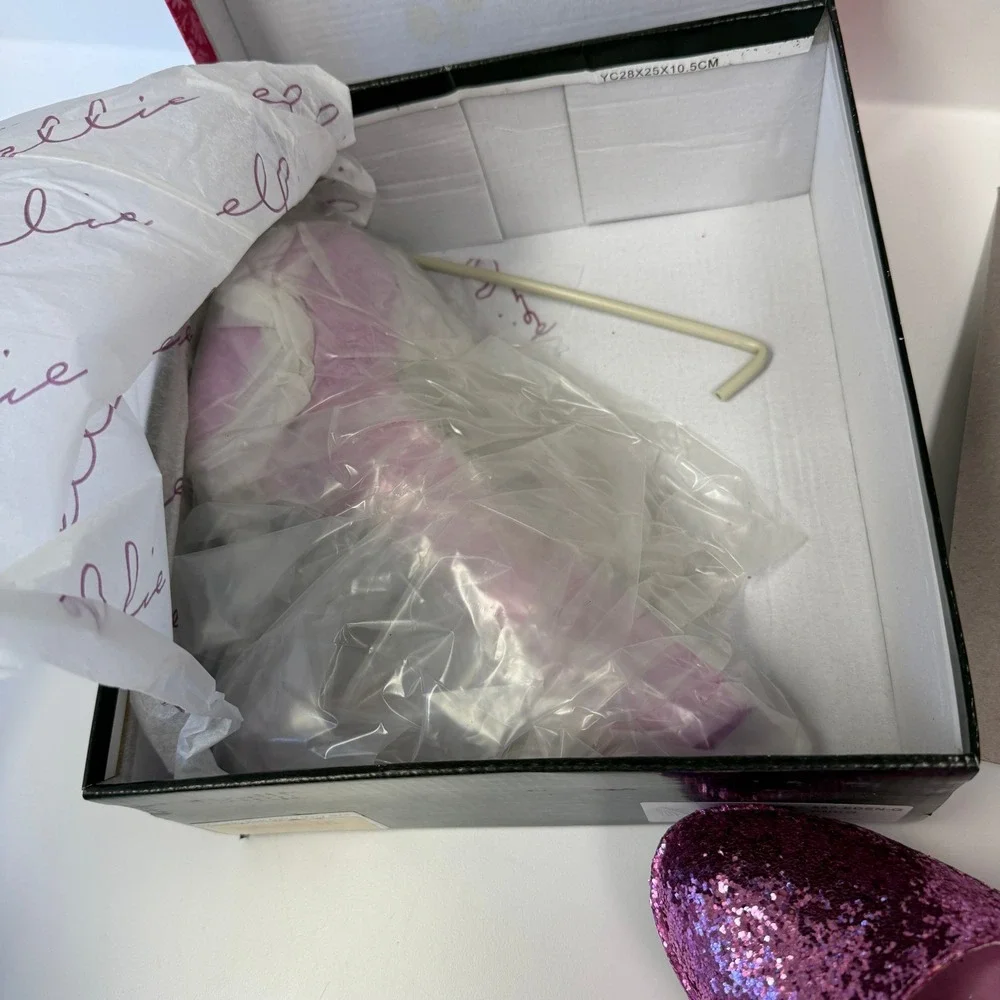 Ellie Shoes Pink Glitter Mary Jane Platform Chunky Heel 557-Eden-G Womens Size 9